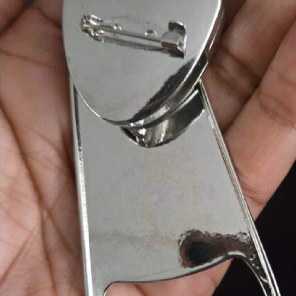 Silver Oversized Zipper Brooch